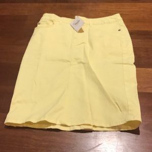 Bright yellow jean skirt